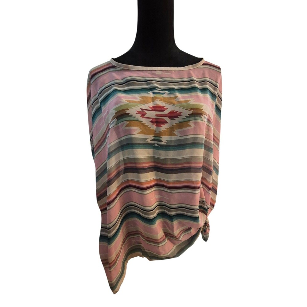 Tasha Polizzi Sheer Top O/S Poncho Tunic Western Aztec Southwestern